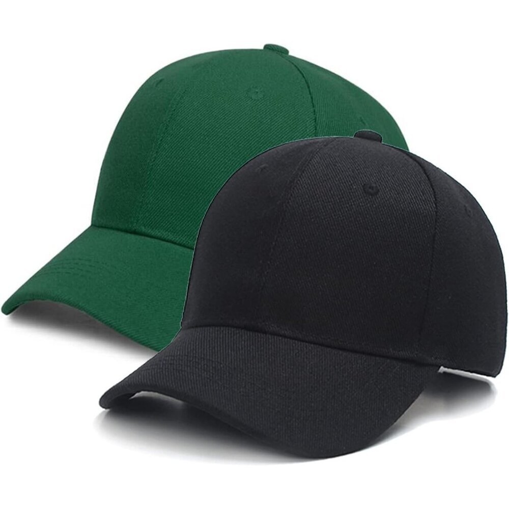 2 Packs Black+dark-green Baseball Cap Golf Dad Hat For Men And Women